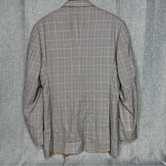 Canali Silk Wool Houndstooth Windowpane Brown Dual Vent Blazer Jacket 52 IT 42R - Picture 5 of 16